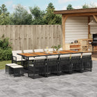 15-piece Garden Furniture Set with Cushions, Poly Rattan Black