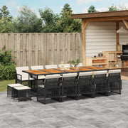 Tuinset poly rattan 15-delig zwart met kussens