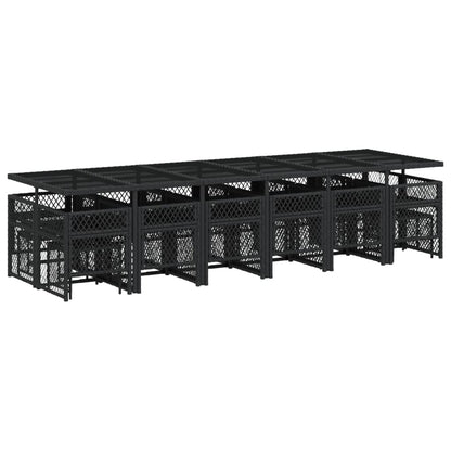 17-delige Tuinset met kussens poly rattan zwart
