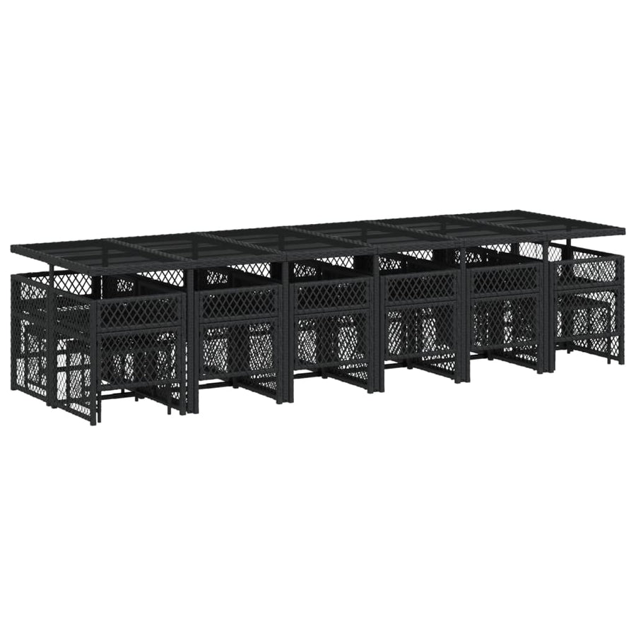 17-delige Tuinset met kussens poly rattan zwart