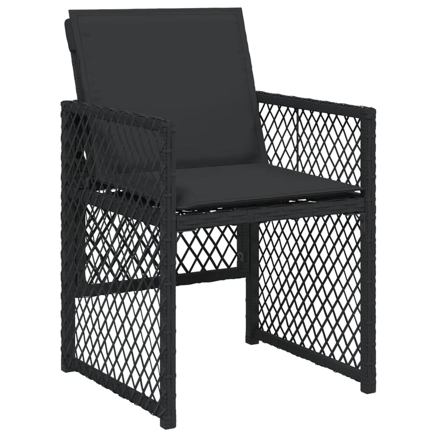 17-delige Tuinset met kussens poly rattan zwart