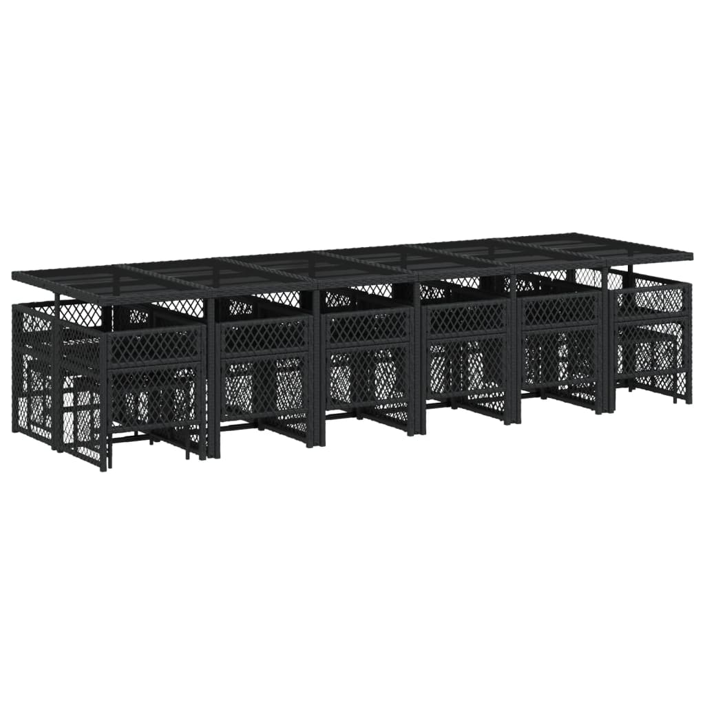 17-delige Tuinset met kussens poly rattan zwart