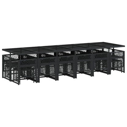 17-delige Tuinset met kussens poly rattan zwart