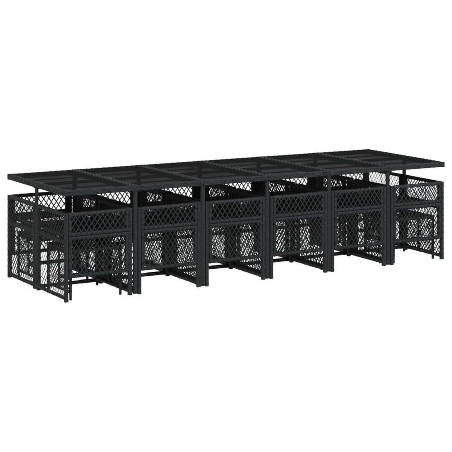 17-delige Tuinset met kussens poly rattan zwart