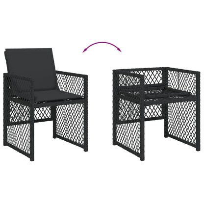 17-delige Tuinset met kussens poly rattan zwart