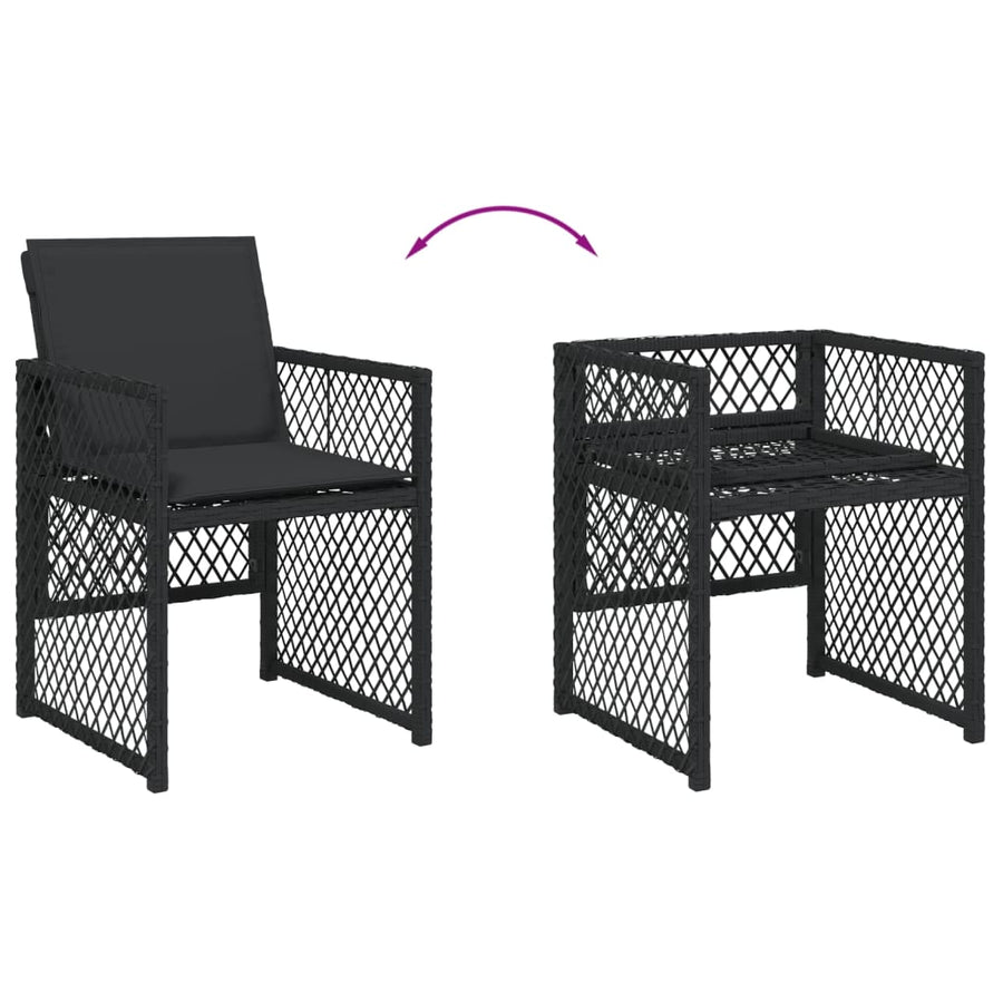17-delige Tuinset met kussens poly rattan zwart