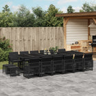 17-piece Garden Set with Cushions Poly Rattan Black