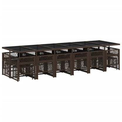 17-delige Tuinset met kussens poly rattan bruin