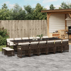 17-Piece Garden Furniture Set with Cushions Poly Rattan Brown