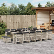 Tuinset 17-delig poly rattan lichtgrijs