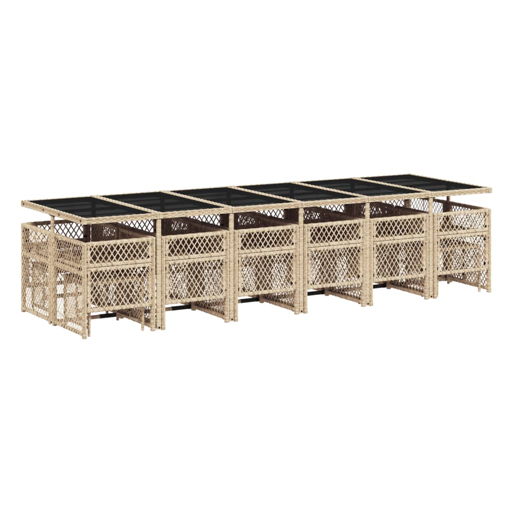 17-delige Tuinset met kussens poly rattan beige