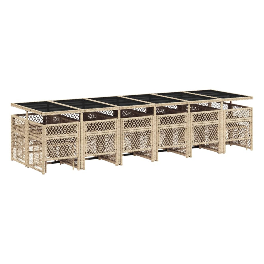17-delige Tuinset met kussens poly rattan beige