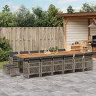 17-piece Garden Set with Cushions Poly Rattan Grey
