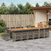 Tuinset 17-delig poly rattan grijs met kussens