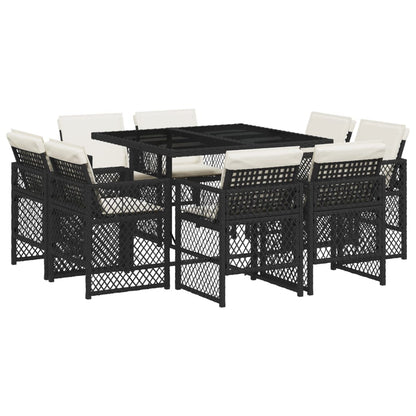 9-delige Tuinset poly rattan zwart