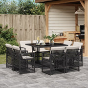 Tuinset 9-delig poly rattan zwart