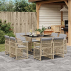 9-piece Garden Furniture Set with Cushions poly rattan mixed beige