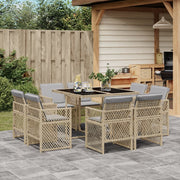 Tuinset 9-delig poly rattan gemengd beige