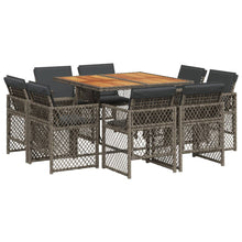 9-delige Tuinset met kussens poly rattan grijs