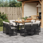 9-piece Garden furniture set poly rattan black