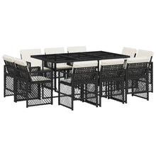 11-delige Tuinset met kussens poly rattan zwart