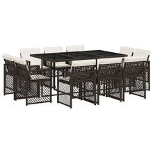 11-delige Tuinset met kussens poly rattan bruin