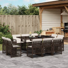 Tuinset 11-delig poly rattan bruin met kussens