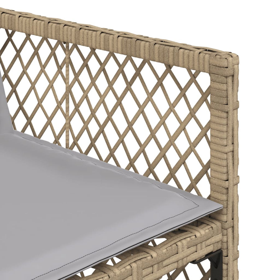 11-delige Tuinset met kussens poly rattan gemengd beige
