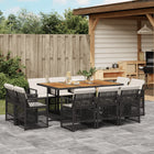 Tuinset 11-delig poly rattan zwart met kussens