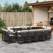 13-Piece Garden Furniture Set with Cushions Poly Rattan Black