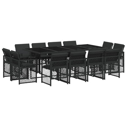 13-delige Tuinset met kussens poly rattan zwart