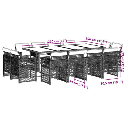 13-delige Tuinset met kussens poly rattan zwart