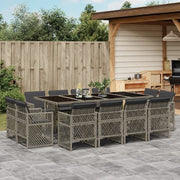 13-Piece Poly Rattan Garden Furniture Set with Cushions Grey