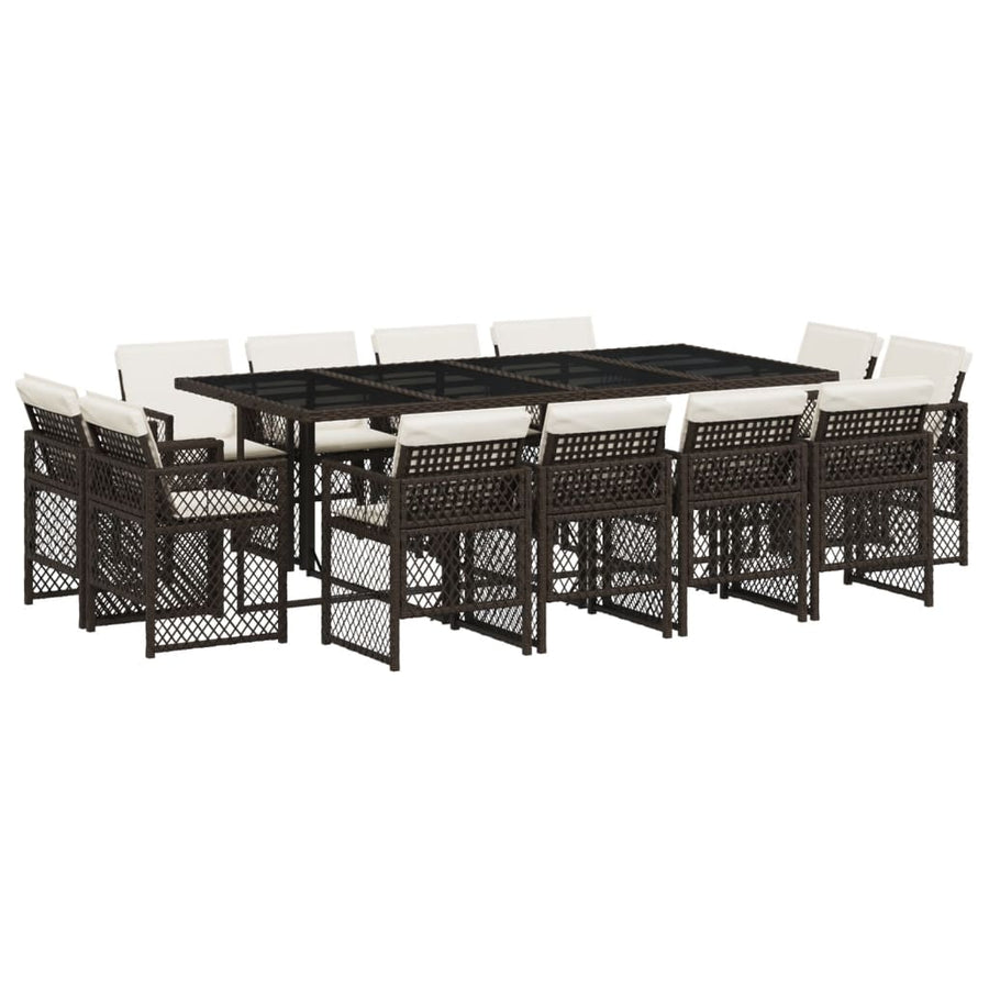 13-delige Tuinset met kussens poly rattan bruin