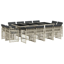 13-delige Tuinset met kussens poly rattan lichtgrijs
