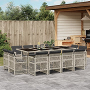 13-Piece Poly Rattan Garden Furniture Set with Cushions Light Grey
