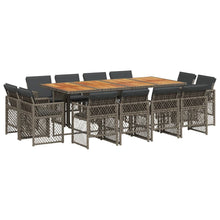 13-delige Tuinset met kussens poly rattan grijs