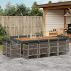 13-Piece Poly Rattan Garden Furniture Set with Cushions Grey