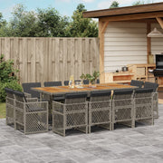 13-Piece Poly Rattan Garden Furniture Set with Cushions Grey