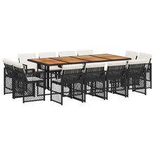 13-delige Tuinset met kussens poly rattan zwart
