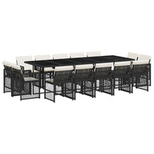 15-delige Tuinset met kussens poly rattan zwart