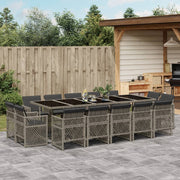 Tuinset 15-delig poly rattan grijs