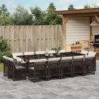 Tuinset poly rattan 15-delig bruin