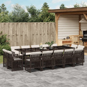 Tuinset poly rattan 15-delig bruin