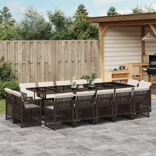 15-delige Tuinset met kussens poly rattan bruin