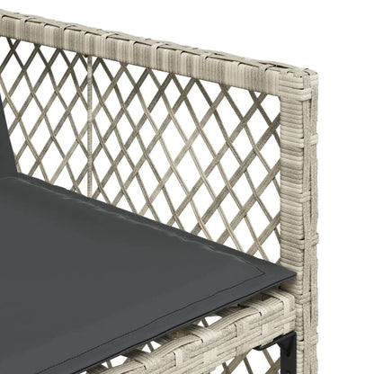 15-delige Tuinset met kussens poly rattan lichtgrijs