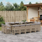 15-Piece Garden Furniture Set with Cushions Poly Rattan Mixed Beige