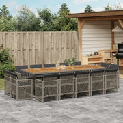 15-Piece Garden Furniture Set with Cushions, Poly Rattan Grey
