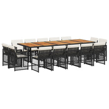 15-delige Tuinset met kussens poly rattan zwart