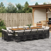 15-piece Garden Furniture Set with Cushions, Poly Rattan Black